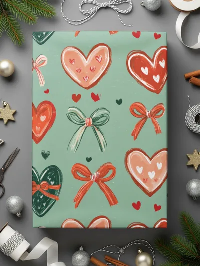 Hearts and Bows Digital Seamless Pattern, Valentine's Day Fabric Design, Cute Repeat Pattern for Commercial Use, Digital Paper Pack