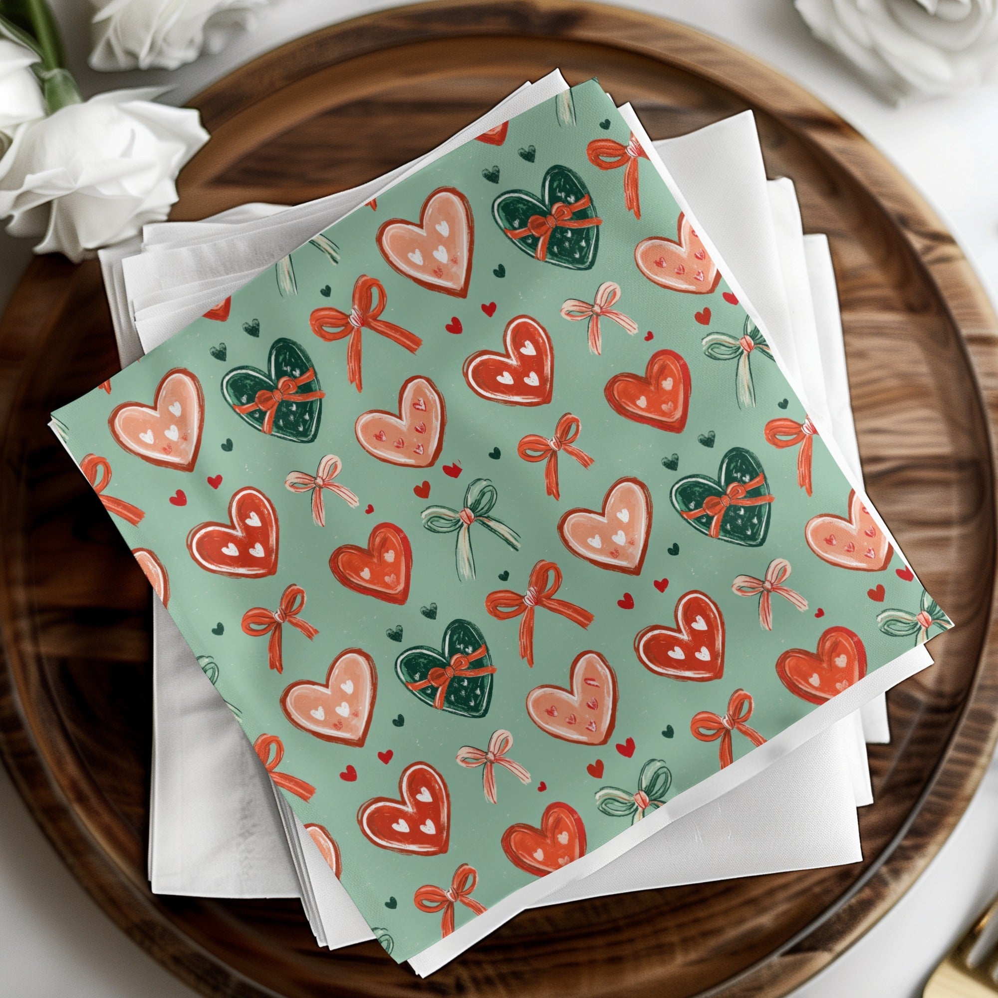 Hearts and Bows Digital Seamless Pattern, Valentine's Day Fabric Design, Cute Repeat Pattern for Commercial Use, Digital Paper Pack