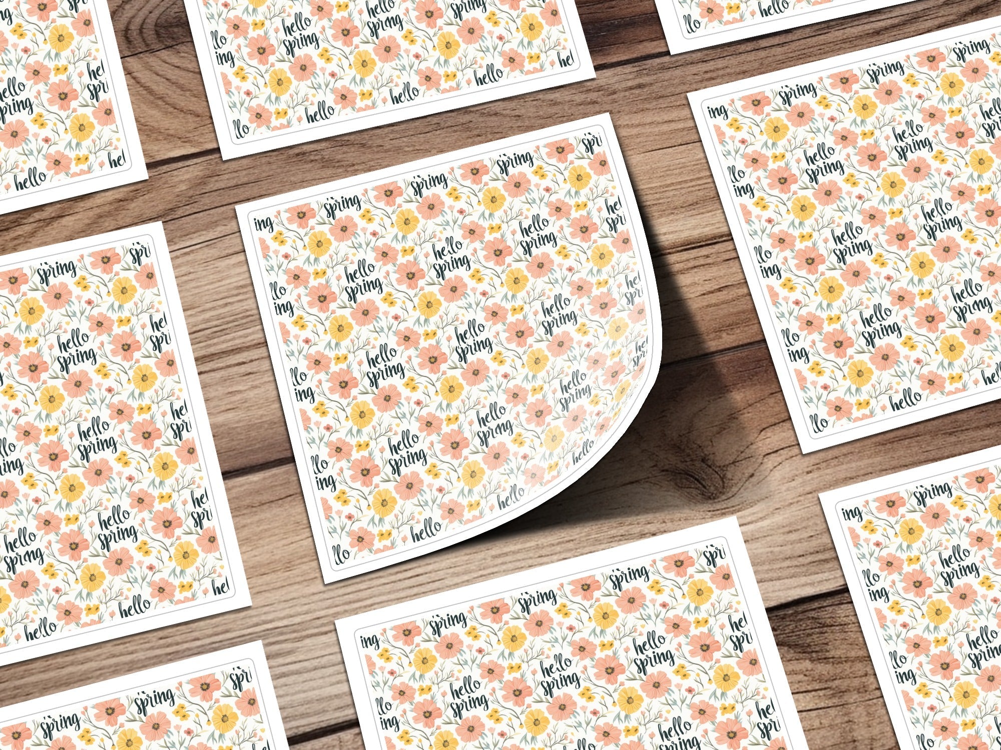 Hello Spring Seamless Pattern Digital Paper, Floral Pattern JPEG File, Spring Flowers Design, Digital Download