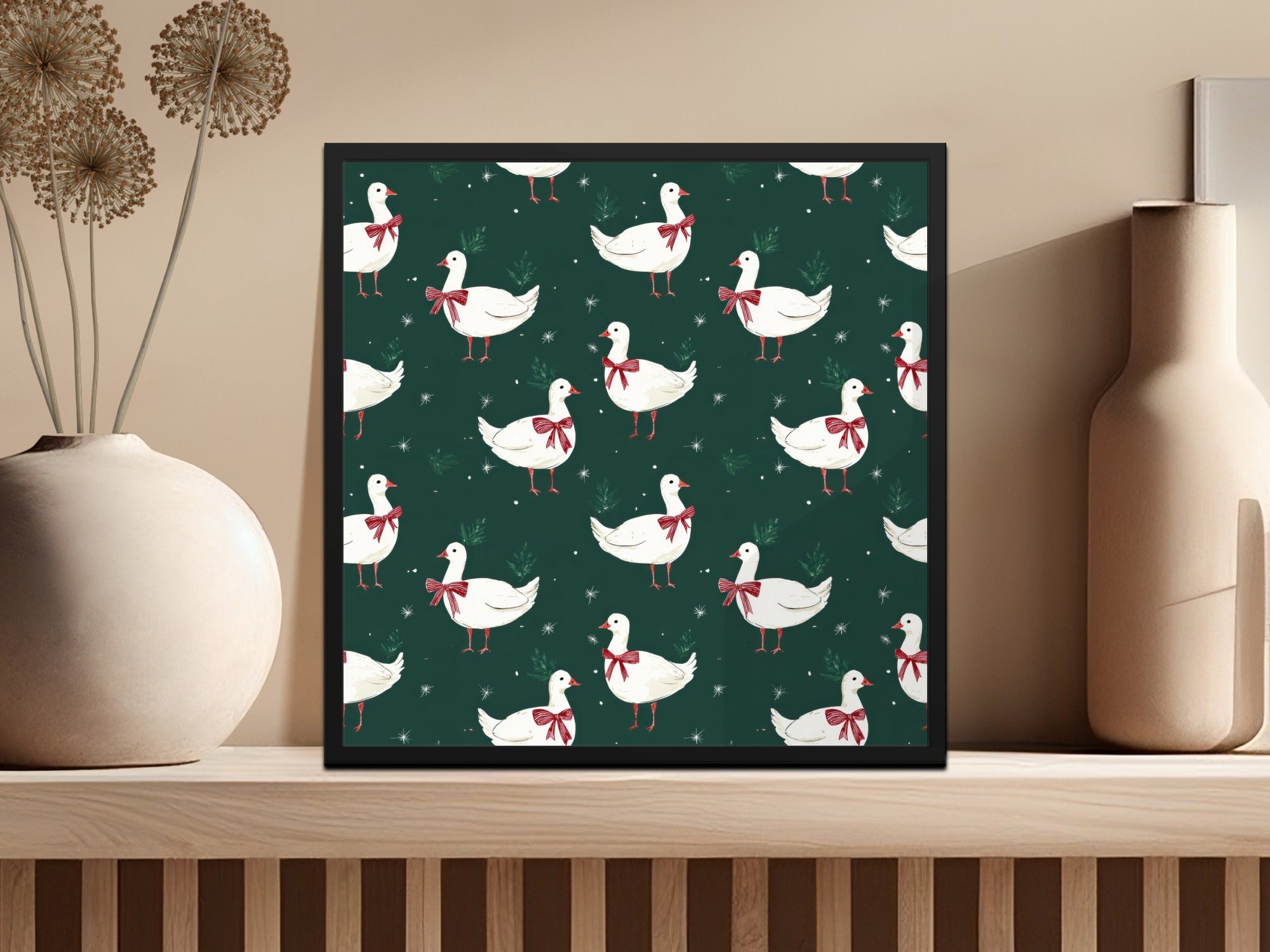Holiday Silly Goose Background Christmas Geese Pattern