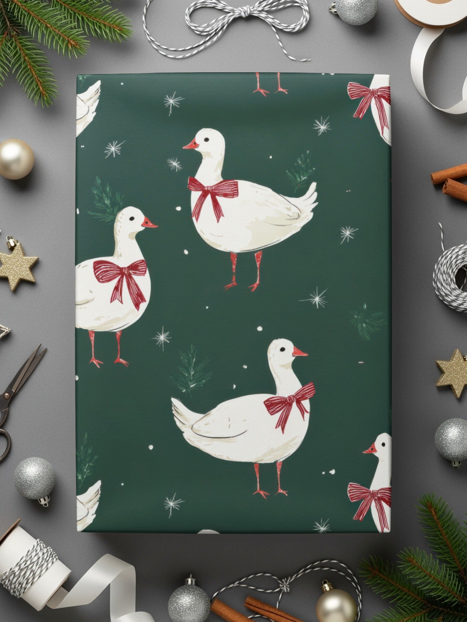 Holiday Silly Goose Background Christmas Geese Pattern