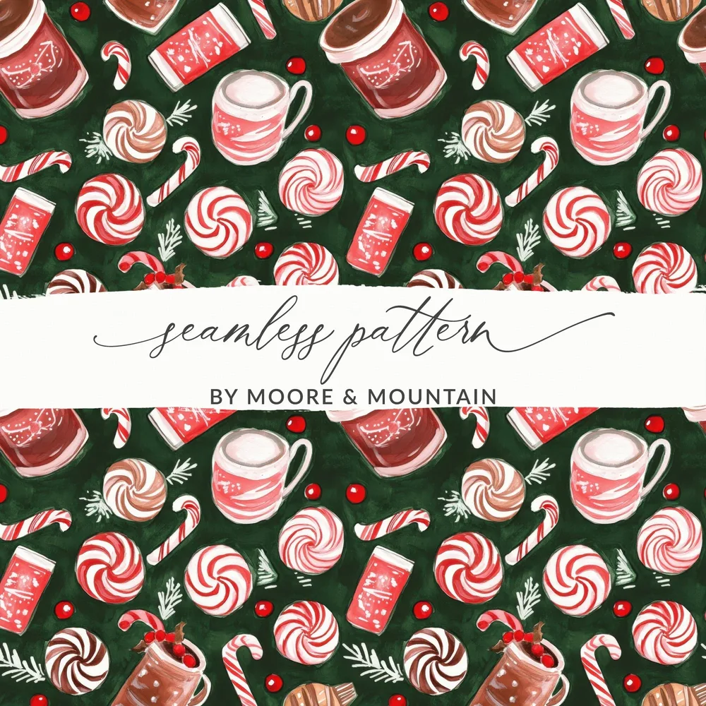 Holiday Treats Pattern Featuring Festive Sweets Digital