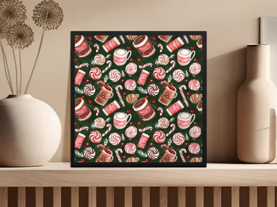 Holiday Treats Pattern Featuring Festive Sweets Digital
