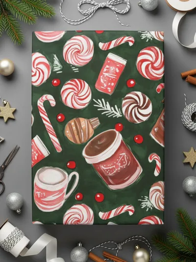 Holiday Treats Pattern Featuring Festive Sweets Digital