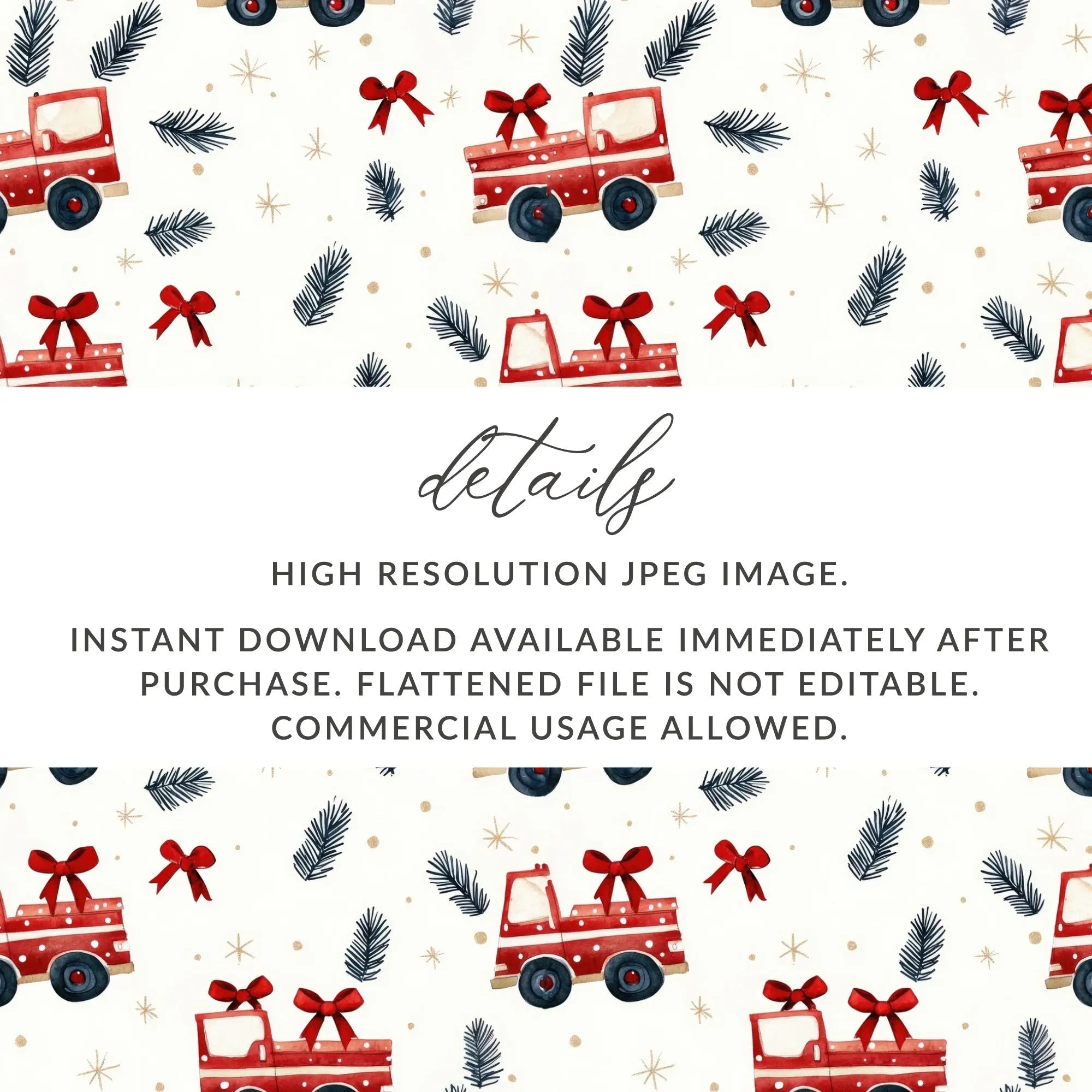 Holiday Truck Seamless Pattern, Christmas Truck Digital Paper, Festive Car Print, Vehicle Repeat Pattern, Winter Design, Christmas Digital