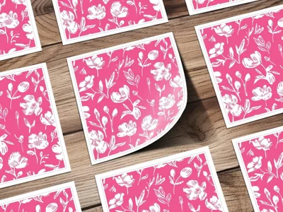 Hot Pink Floral Digital Paper, Seamless Flower Pattern, Scrapbook Paper, Commercial Use, Digital Download
