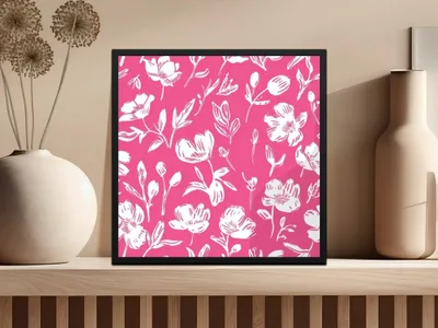 Hot Pink Floral Digital Paper, Seamless Flower Pattern, Scrapbook Paper, Commercial Use, Digital Download