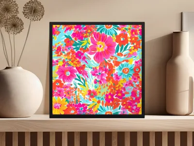 Hot Pink Floral Maximalist Floral Pattern Digital