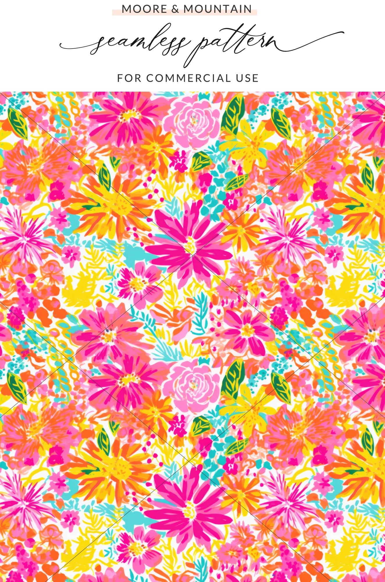 Hot Pink Floral Preppy Seamless Maximalist Floral Pattern