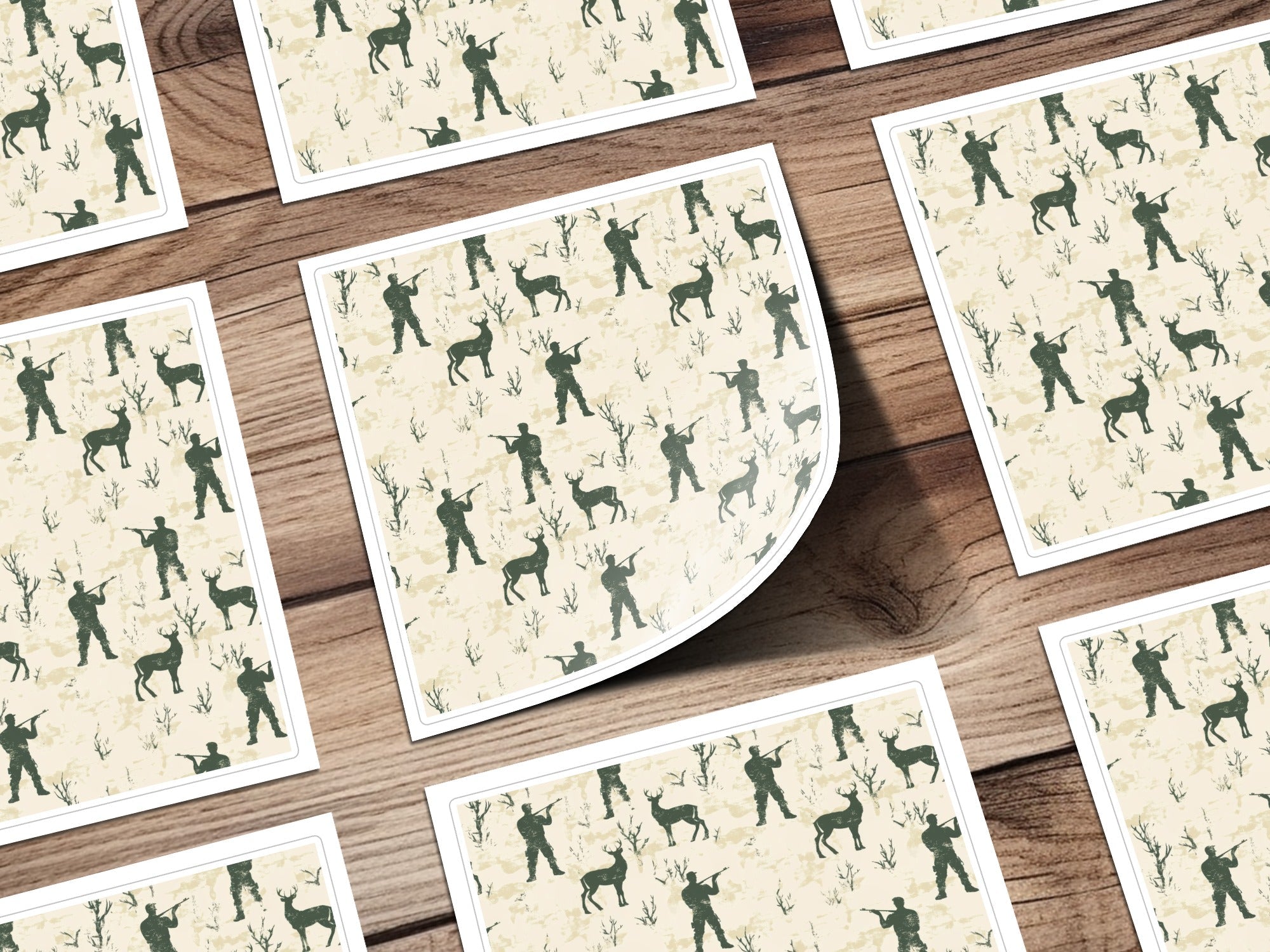 Hunting Seamless Pattern For Men with Hunter Deer Trees Seamless Background Digital