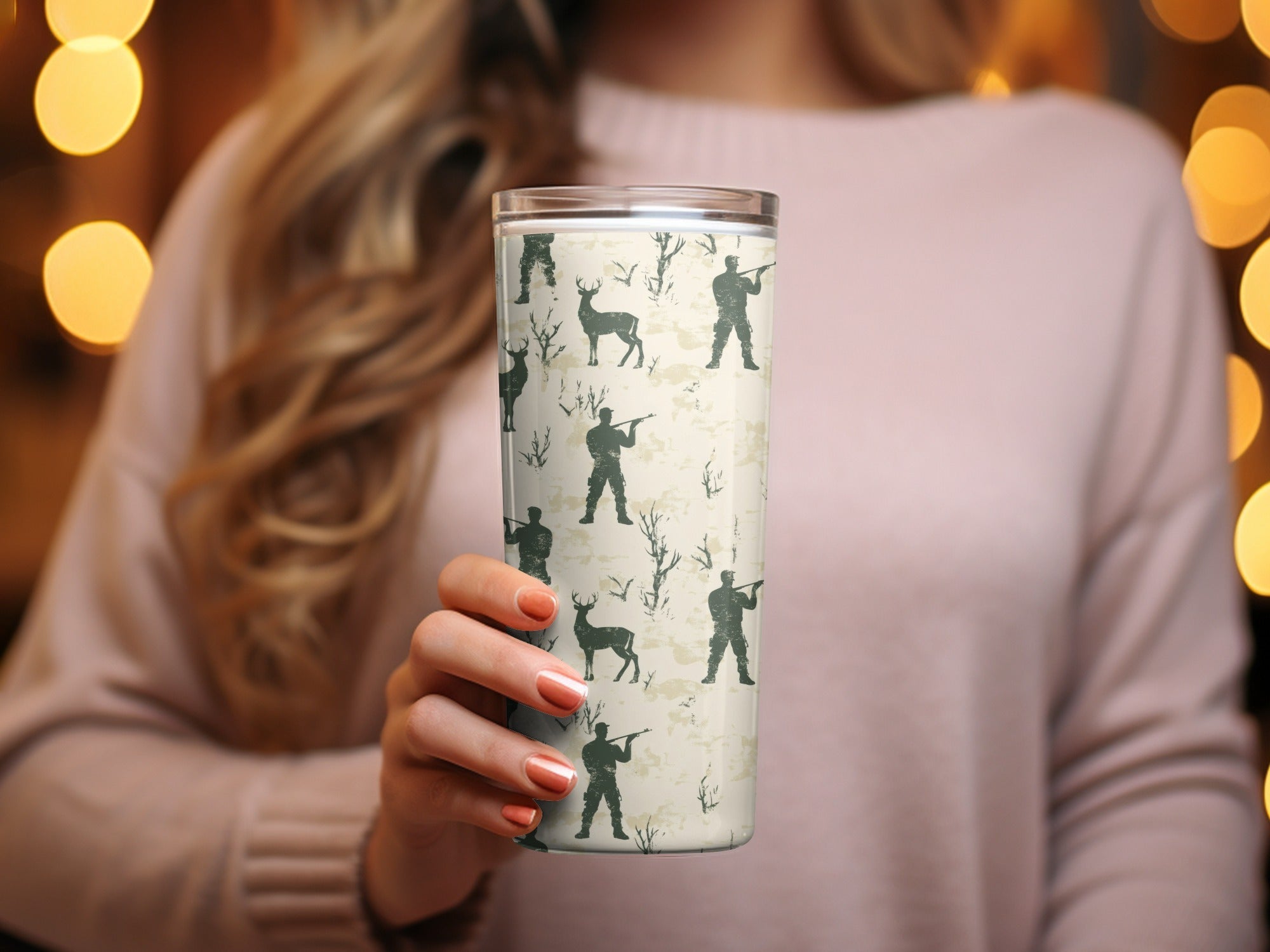 Hunting Seamless Pattern For Men with Hunter Deer Trees Seamless Background Digital