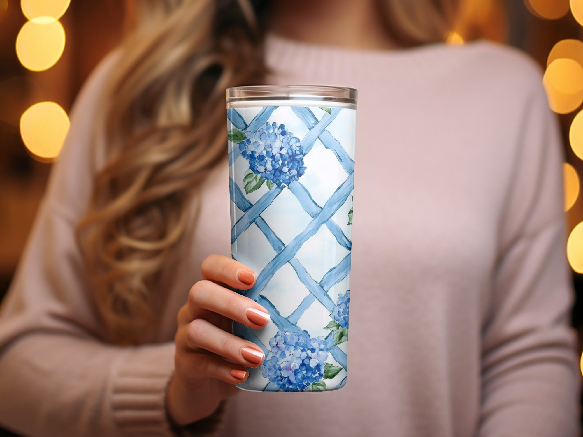 Hydrangeas on Trellis Seamless Grandmillenial Digital