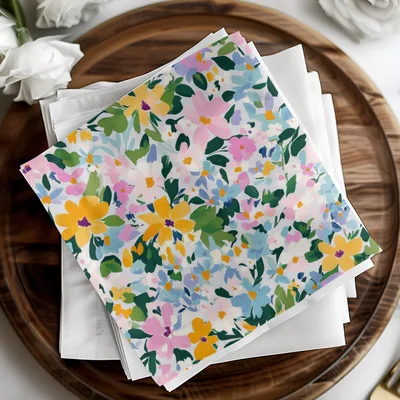 Impressionist Painted Spring Flowers Pattern Acrylic Floral JPEG