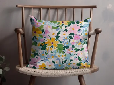 Impressionist Painted Spring Flowers Pattern Acrylic Floral JPEG