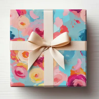 Impressionistic Floral Background Blue and Pink Abstract