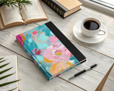 Impressionistic Floral Background Bright Pink and Light Blue