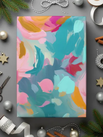 Impressionistic Floral Background Bright Pink and Light Blue