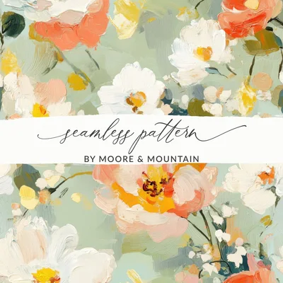 Impressionistic Seamless Floral Garden Acrylic Floral