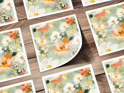 Impressionistic Seamless Floral Garden Acrylic Floral