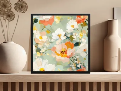 Impressionistic Seamless Floral Garden Acrylic Floral