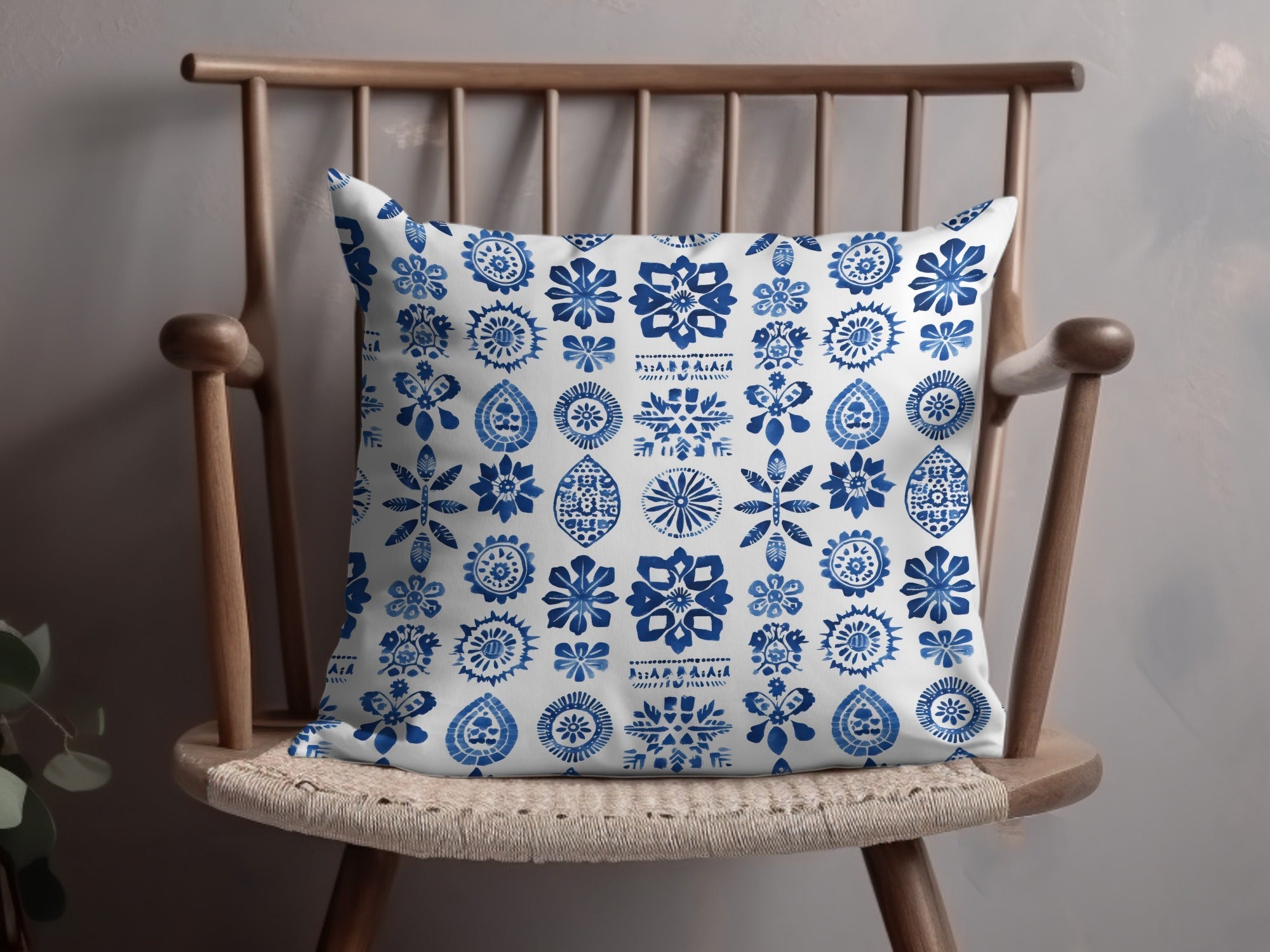 Indigo Impressions A Floral Medley on White Digital