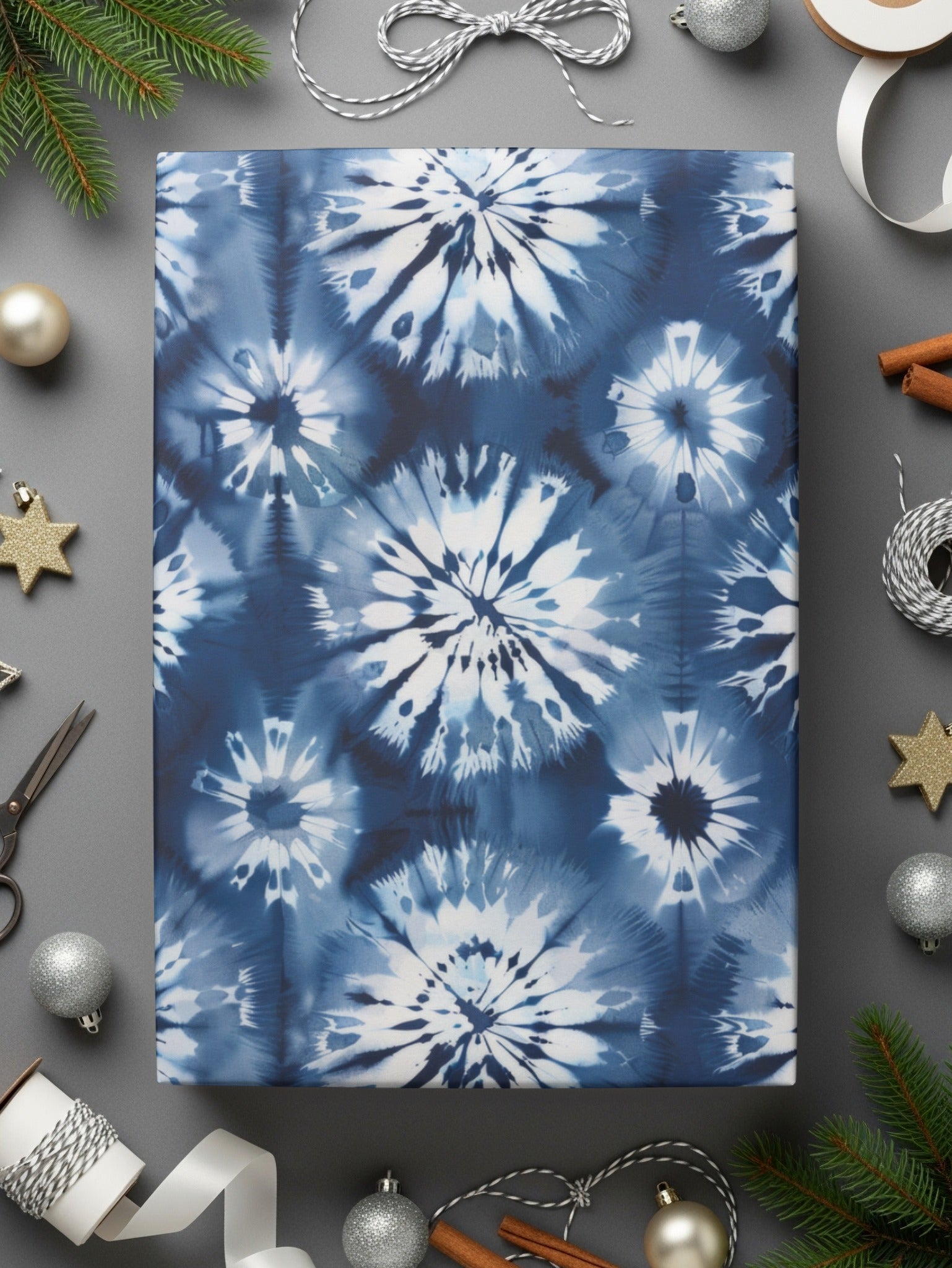 Indigo Tie Dye Digital Paper, Seamless Pattern, Floral, Shibori Texture, Fabric Background, Printable Design, Digital Files