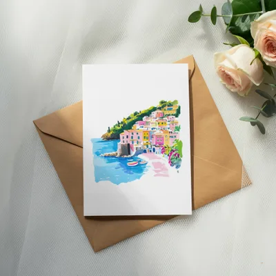 Italian SVG, PNG, Digital Art, Mediterranean Seaside, Beachy Summer Coastal Scene Clip Art, European Vacation Clip Art