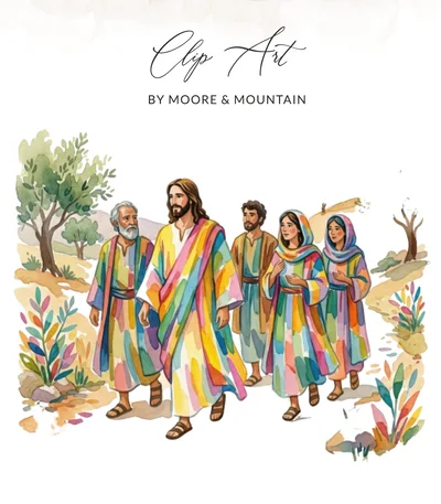 Jesus and Disciples Watercolor Digital Art Print, Christian Wall Decor, Inspirational Religious Gift, Spiritual Home Decor Instant Download