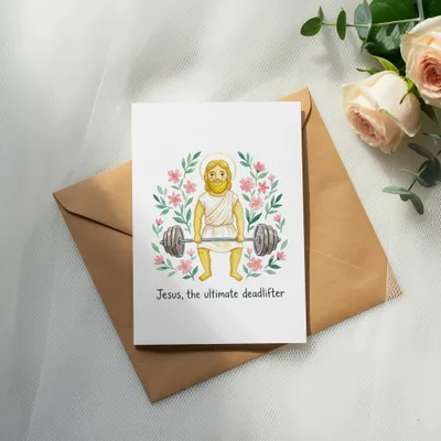 Jesus Deadlifter Preppy Clip Art Digital Download PNG | Funny Christian Workout Graphic Humor Religious Gym Design Sublimation Print
