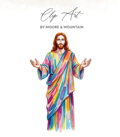Jesus Digital Art Print, Vibrant Watercolor Christ Artwork, Modern Rainbow Faith Downloadable Poster Decor