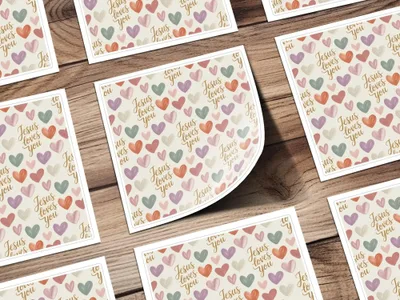 Jesus Loves You Digital Seamless Pattern, Hearts Pattern, Religious Scrapbook Paper, Christian Fabric Design, Digital Paper Download