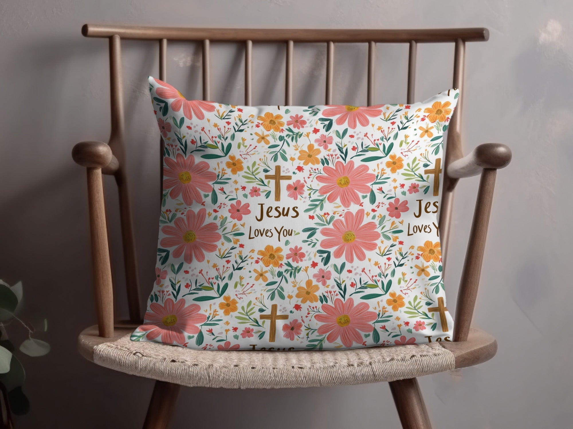 Jesus Loves You Floral Pattern Design Easter Gift Digital