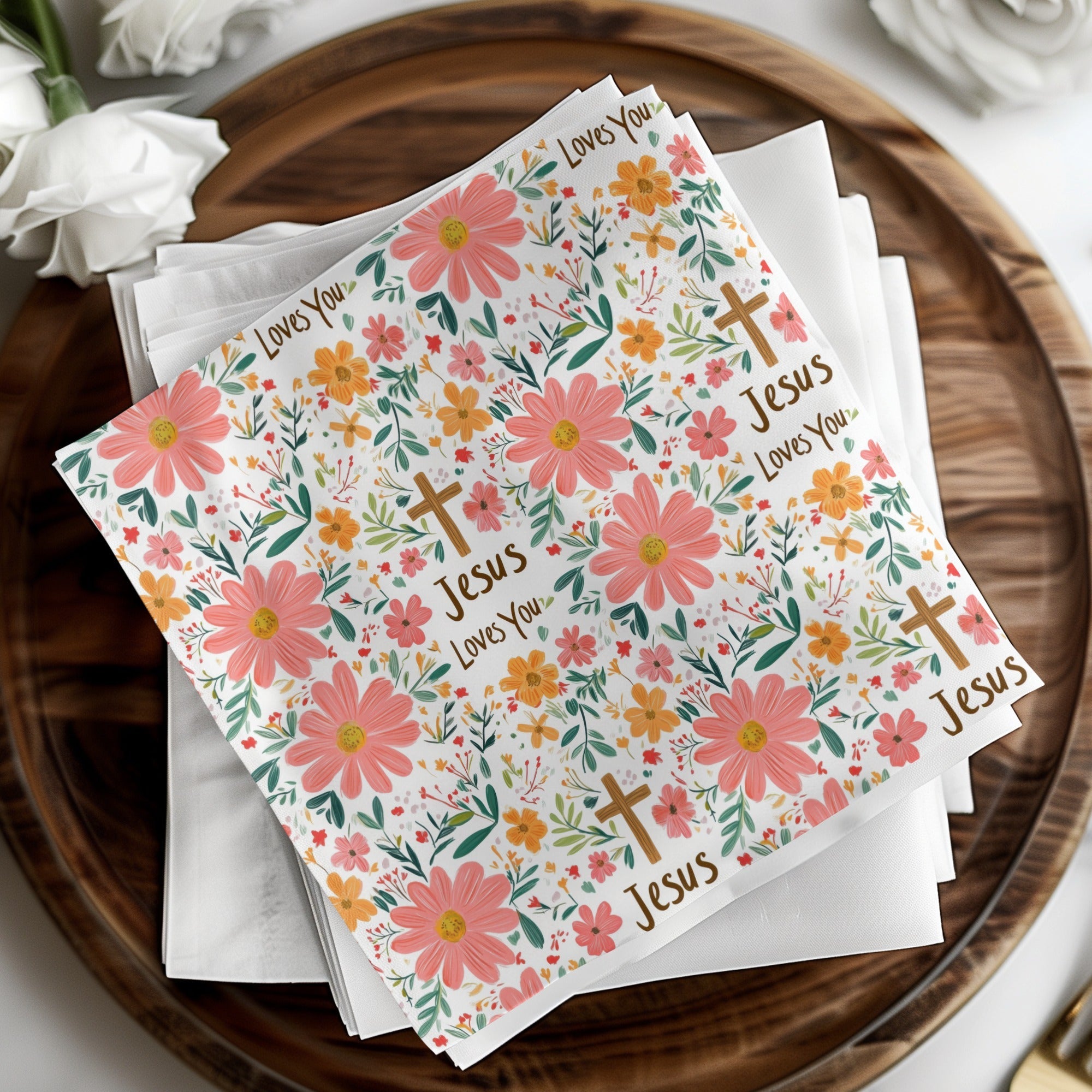 Jesus Loves You Floral Pattern Design Easter Gift Digital