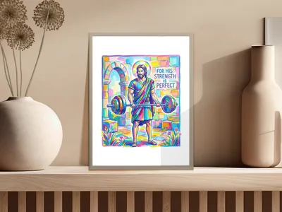 Jesus Strength Perfect Digital PNG | Christian Fitness Art, Gym Lover Gift, Preppy Clip Art, Bible Verse Decor