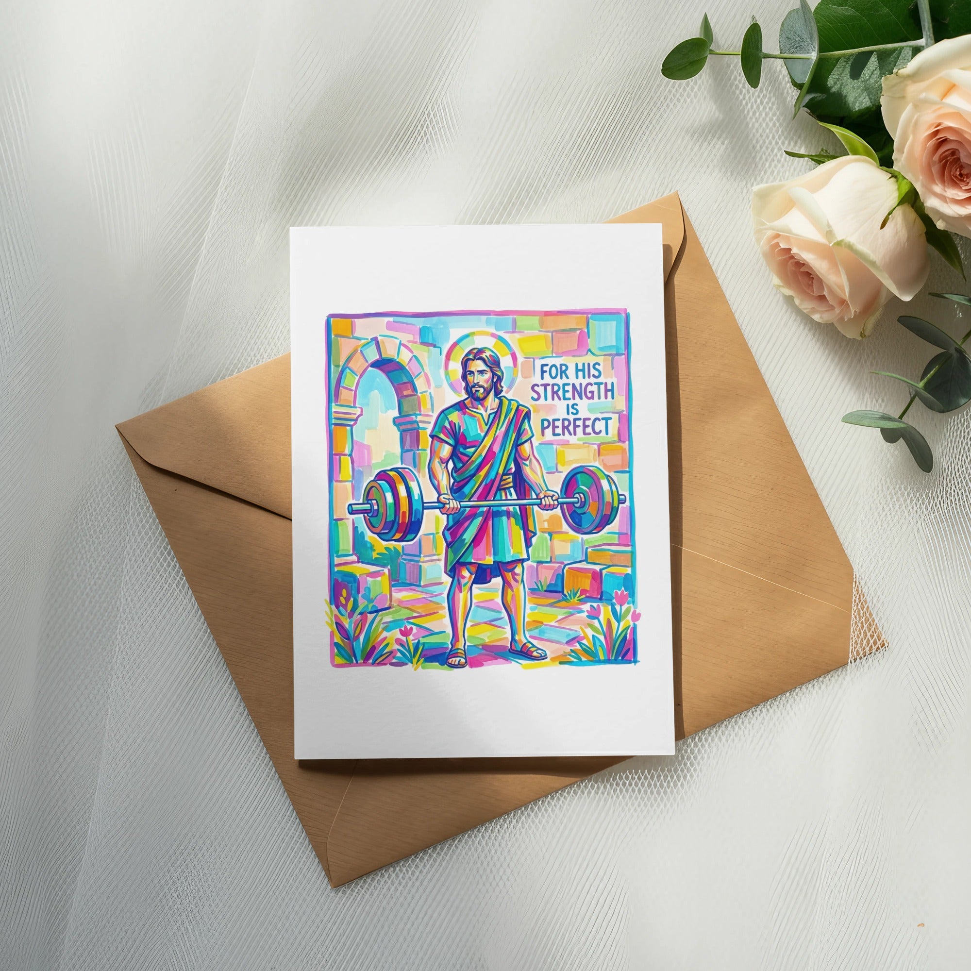 Jesus Strength Perfect Digital PNG | Christian Fitness Art, Gym Lover Gift, Preppy Clip Art, Bible Verse Decor
