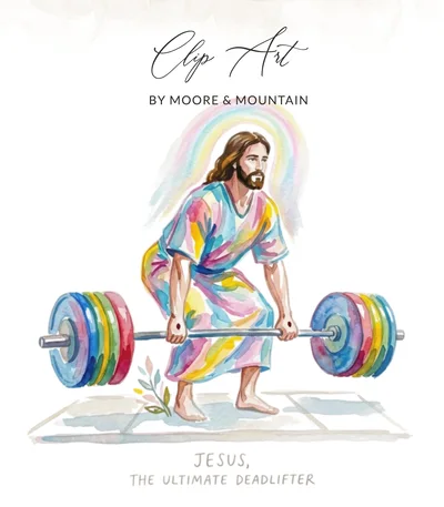 Jesus The Ultimate Deadlifter Preppy Clip Art | Digital Download PNG | Funny Gym Christ Faith Art Print | Humorous Christian Weightlifting
