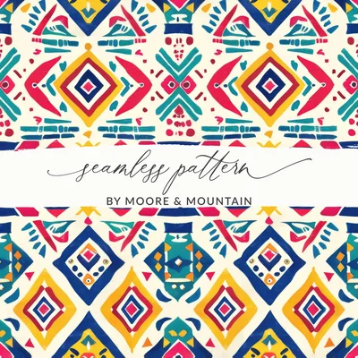 Jewel Tones Geometric Indian Aztec Seamless Pattern Digital