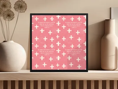 Joshua 1:9 Scripture Digital Art, Christian Cross Pattern, Be Strong Courageous Print, Inspirational Bible Verse Wall Decor, Pink Faith