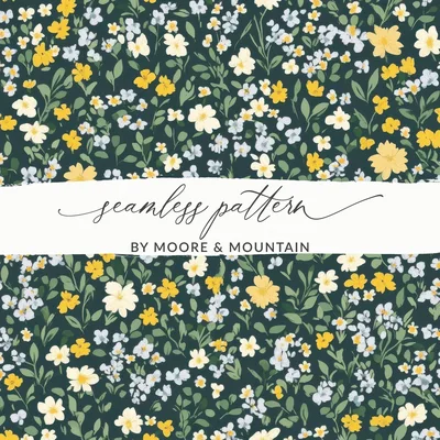Kelly Green Dark Ditsy Floral Seamless Design Botanical Pattern