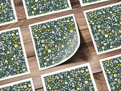 Kelly Green Dark Ditsy Floral Seamless Design Botanical Pattern