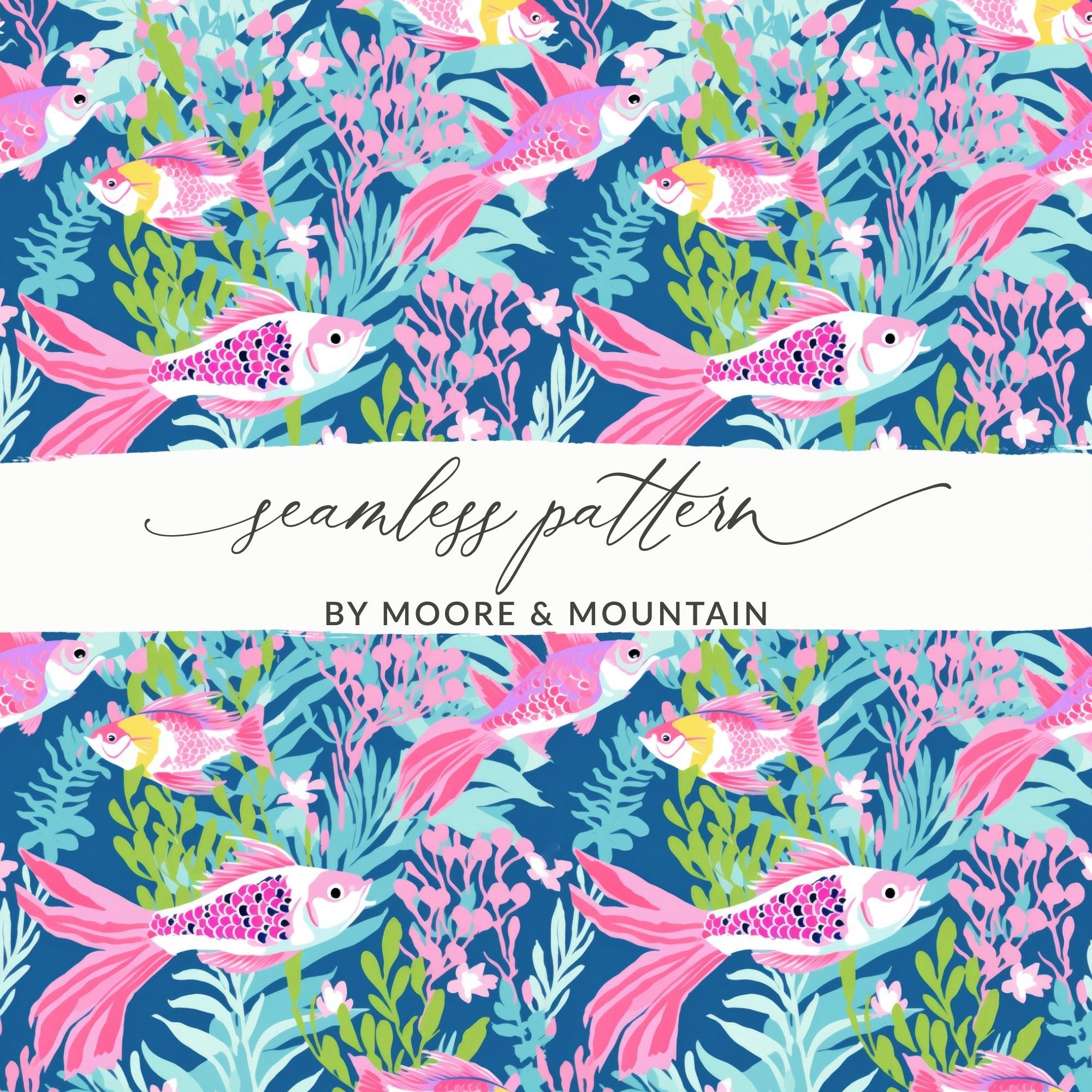 Koi Fish Preppy Digital Pattern for Commercial Use Seamless Fish Background
