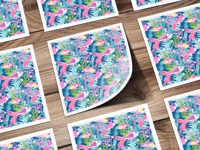 Koi Fish Preppy Digital Pattern for Commercial Use Seamless Fish Background