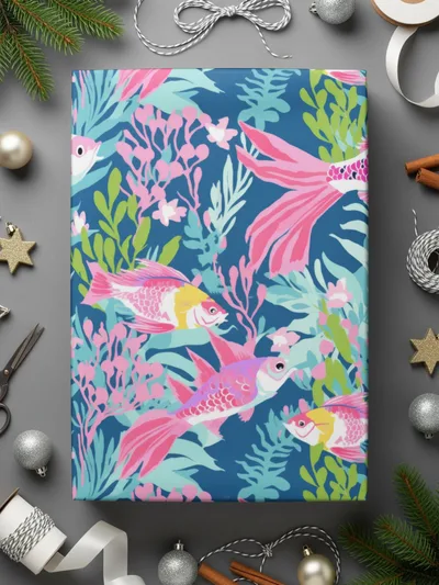 Koi Fish Preppy Digital Pattern for Commercial Use Seamless Fish Background