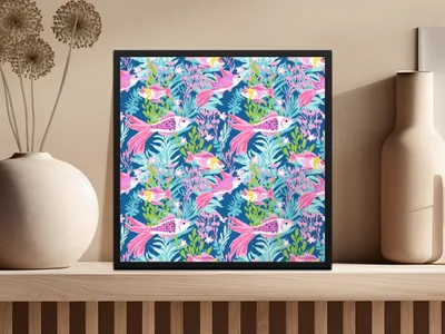 Koi Fish Preppy Digital Pattern for Commercial Use Seamless Fish Background