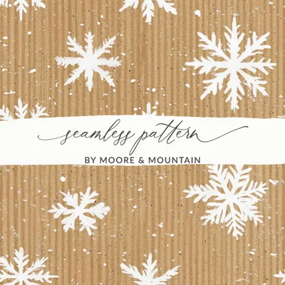 Kraft Paper Snowflake Digital Paper, Winter Seamless Pattern, Festive Background, Holiday Design, Scrapbooking Paper, Digital Download