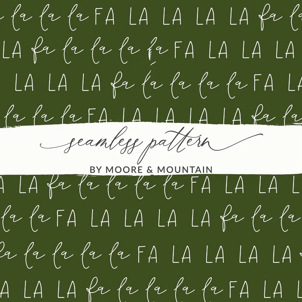 La La La Digital Seamless Pattern, Fabric Design, Green Background, Christmas Carol, Scrapbook Paper, Commercial Use, Digital Download