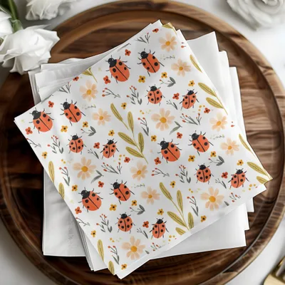 Ladybug Digital Paper, Floral Pattern, Seamless Pattern Design, Spring Digital Paper, Cute Ladybug Pattern, Fabric Design, Printable Digital