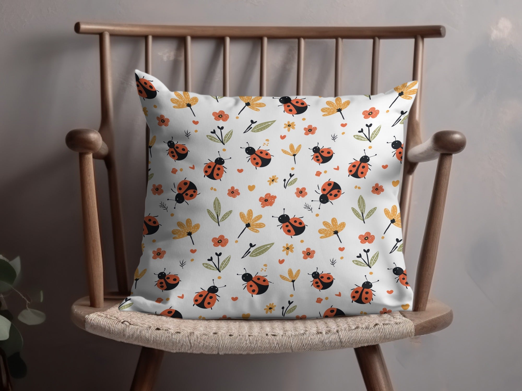 Ladybug Digital Pattern, Seamless Flower Pattern, Insect Pattern, Scrapbook Paper, Fabric Design, Cute Bug Repeat Pattern, Kawaii