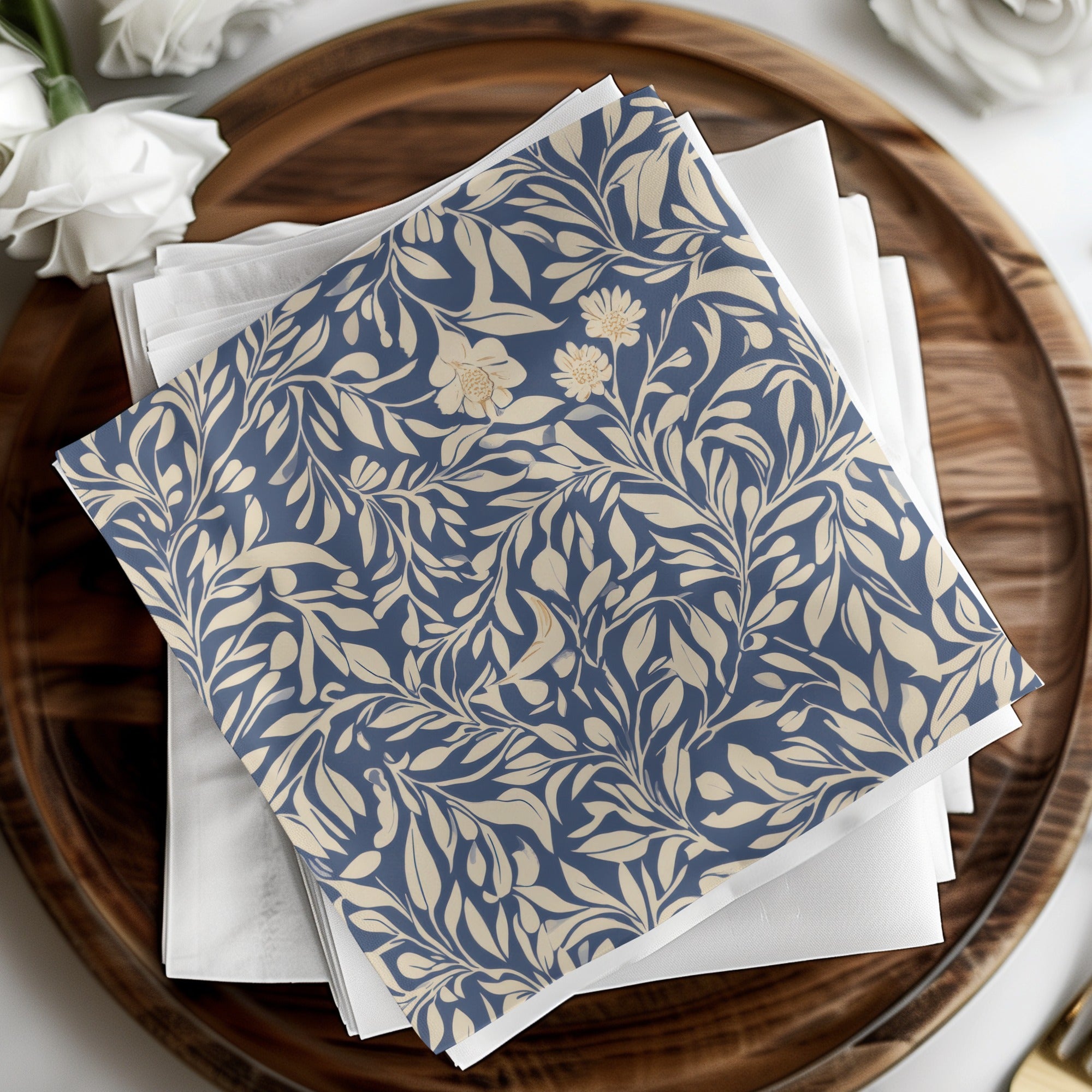 Larkspur Seamless William Morris Pattern Vines Background Blue and Beige Pattern Digital