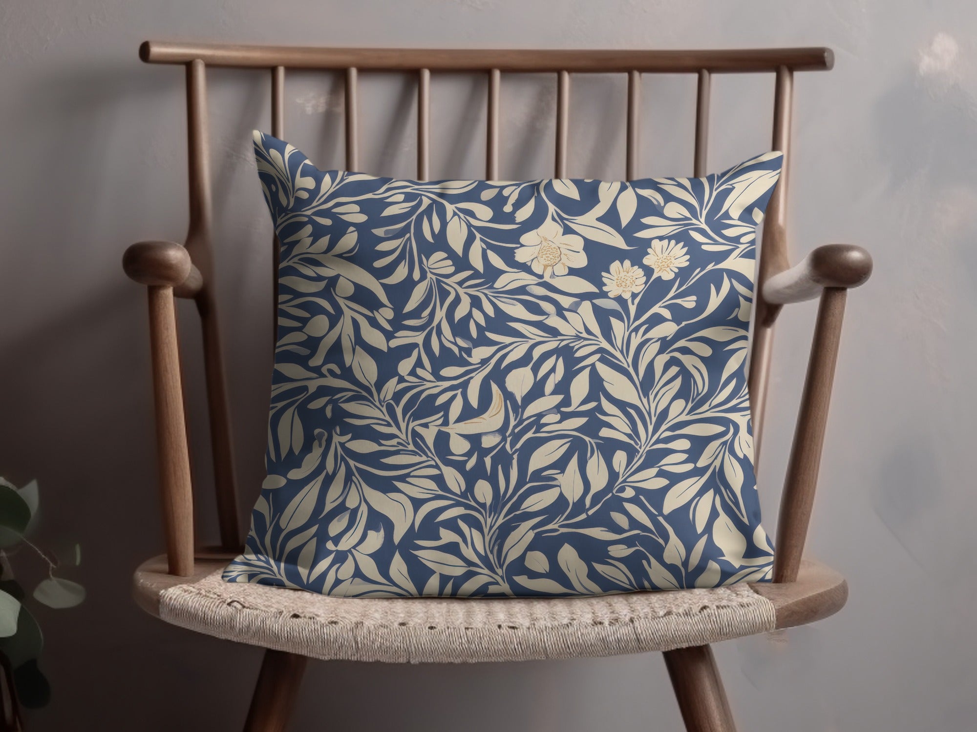 Larkspur Seamless William Morris Pattern Vines Background Blue and Beige Pattern Digital